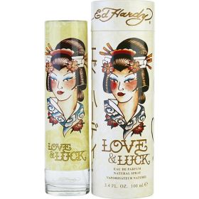 ED HARDY LOVE & LUCK by Christian Audigier (Scent: Bergamot , Blood orange , Blackcurrant, Pink peppercorn, Nectarine, Option: WOMEN, size: 3.4 OZ)
